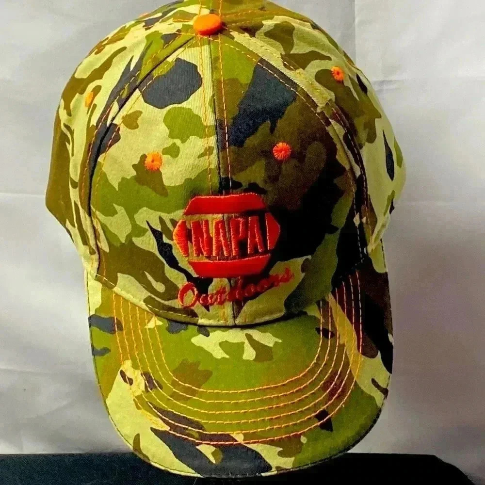 NEW NAPA OUTDOORS CAMOUFLAGE. ONE SIZE FITS MOST ‎ HOOK LOOP BACK ADJ CLOSURE